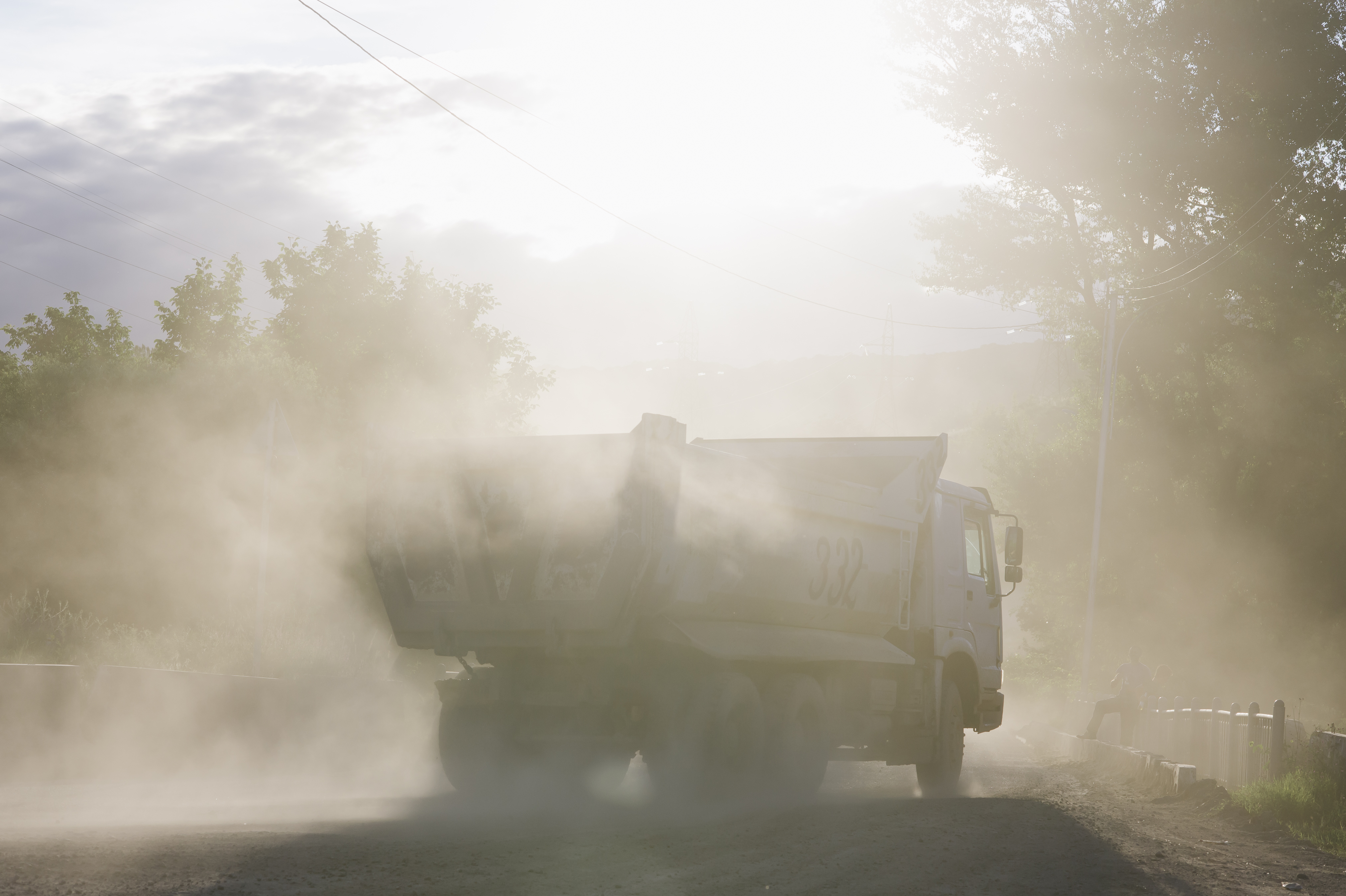 Mining truck and dust, Kazreti, Georgia